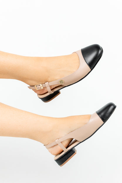 Baleta Zara Cuero Negro x Beis - Carolina Laiton