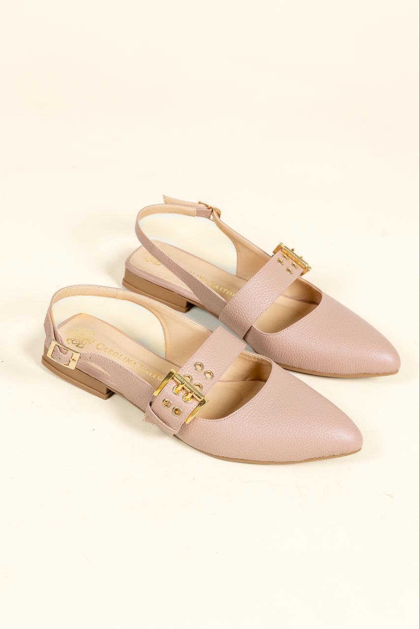 Baleta Cindy - Cuero Color Nude- Tacon 1.5 cms- Carolina Laiton