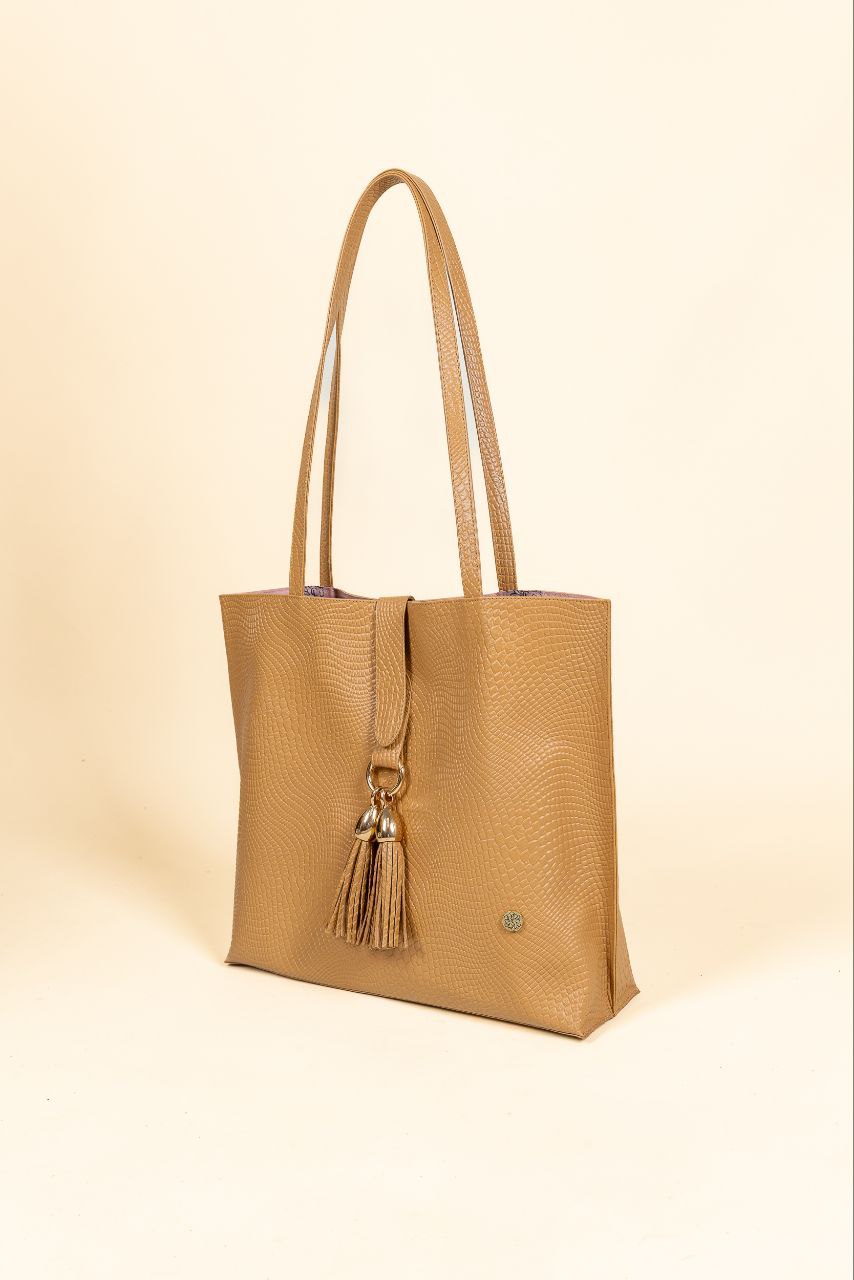 Bolso Alexa en Cuero Miel - Carolina Laiton