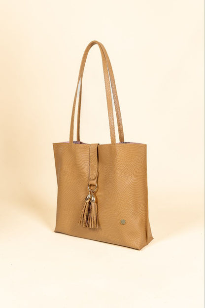 Bolso Alexa en Cuero Miel - Carolina Laiton