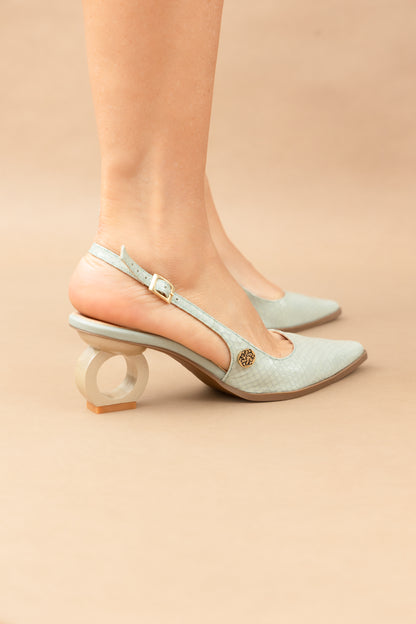 Stiletto Zara - Cuero Charol Verde Menta  -Tacón 3.5 cms - Carolina Laiton