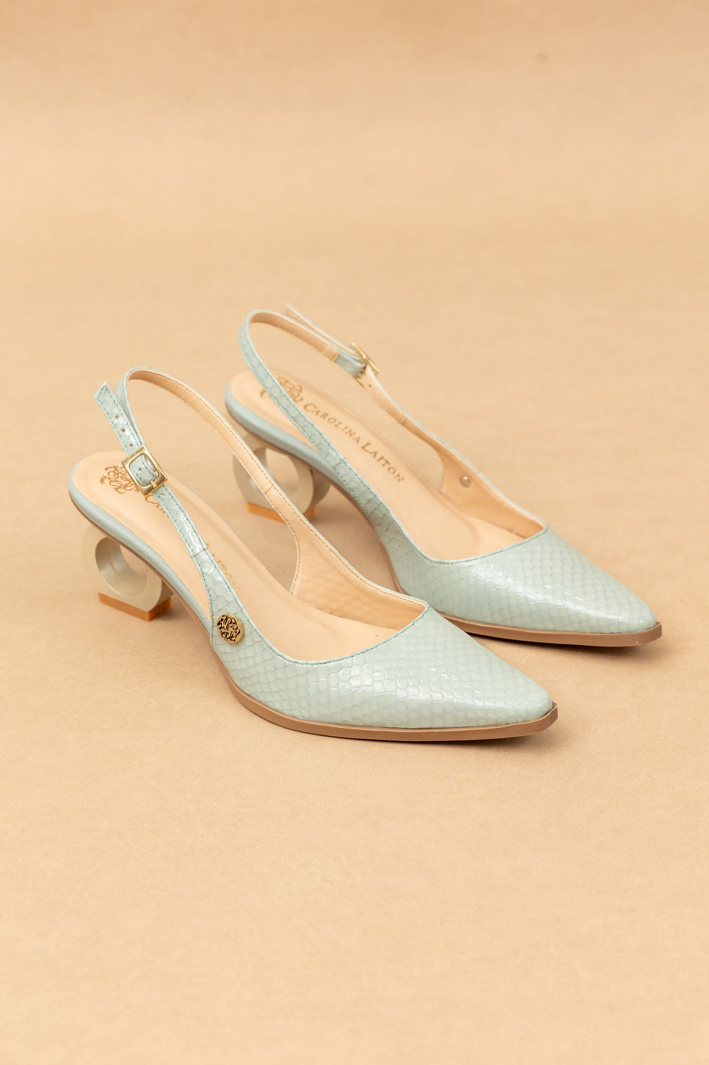 Stiletto Zara - Cuero Charol Verde Menta  -Tacón 3.5 cms - Carolina Laiton