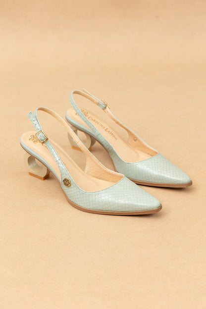 Stiletto Zara - Cuero Charol Verde Menta  -Tacón 3.5 cms - Carolina Laiton