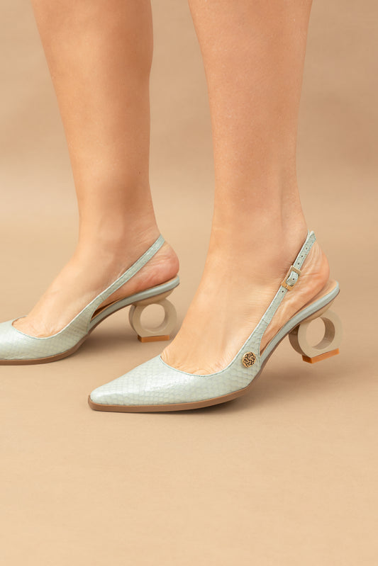 Stiletto Zara - Cuero Charol Verde Menta  -Tacón 5.5 cms - Carolina Laiton